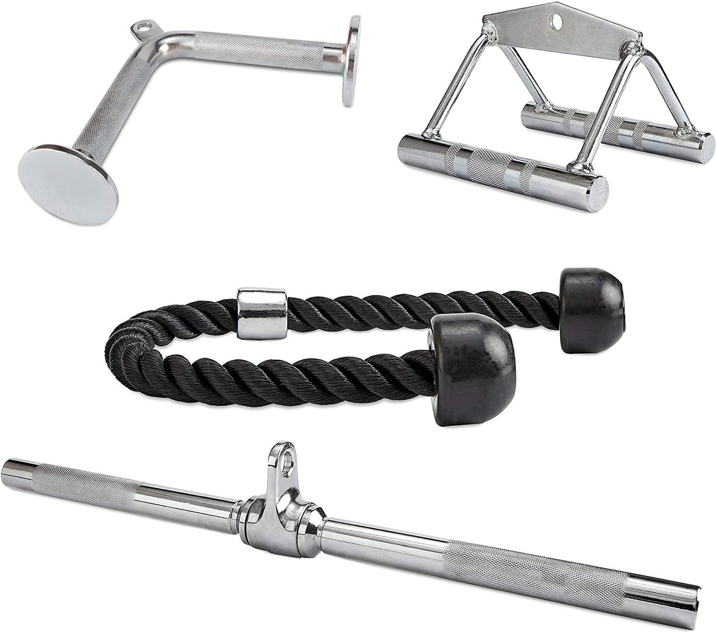 Balancefrom Tricep Press down Cable Attachment, LAT Pulldown Attachment, Weight Machine Accessories, V Handle with Rotation, Tricep Rope, Rotating Bar, V-Shaped Bar