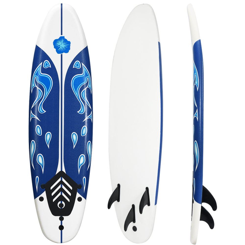Topbuy 6' Surfboard Inflation-Free Long Surfing Board with Safety Leash Red