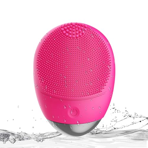 Facial Cleansing Brush, 3-in-1 Electric Soft Silicone Waterproof Face Scrubber, USB Rechargeable IPX7 Waterproof Sonic Vibrating Face Brush for Deep Cleansing, Gentle Exfoliating and Massaging