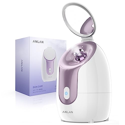 Facial Steamer, ANLAN Nano Ionic Face Steamer, Portable Home Warm Mist Humidifier Face Skin Spa Steamer with Adjustable Nozzle Mirror, Deep Clean & Tighten Skin, Daily Hydration