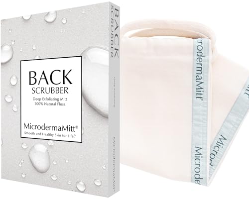 MicrodermaMitt Back Scrubber - Deep Exfoliating Mitt - Turkish Back Scrubber - Double-Sided Shower Exfoliating Back Scrubber - Bath Back Scrubber - Back Scrubber for Shower for Men and Women