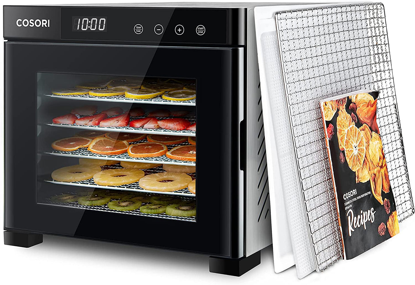 COSORI Food Dehydrator (50 Recipes) for Jerky, Fruit, Meat, Dog Treats, Herbs, Yogurt and Vegetables, Dryer Machine with Time and Temperature Control, 6 Stainless Steel Trays, Rear-Mounted Fan, Black