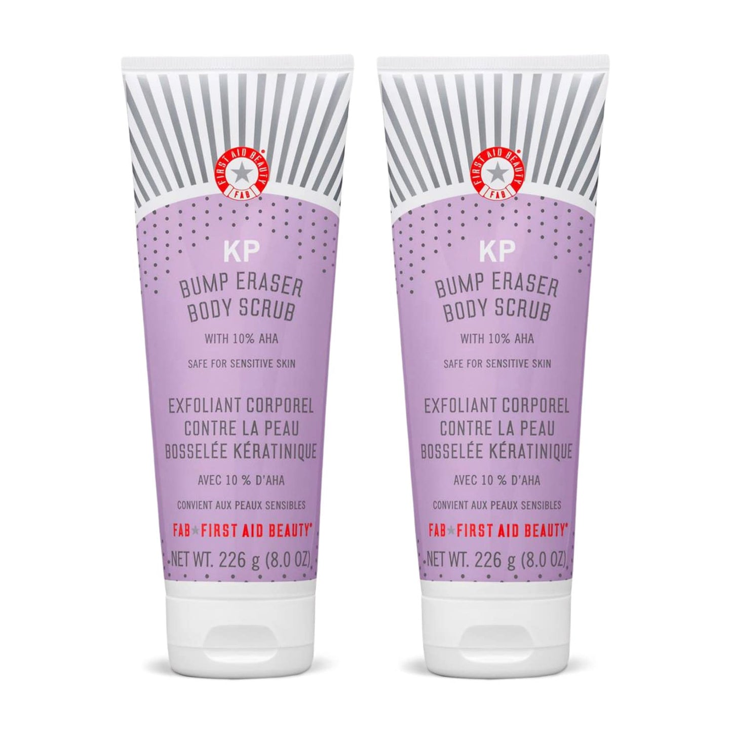 First Aid Beauty KP Bump Eraser Body Scrub Exfoliant for Keratosis Pilaris with 10% AHA Ð 2 8oz Tubes, 16 oz Total