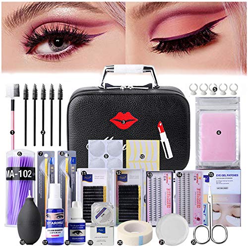 EBANKU 22PCS Eyelash Grafting Set Eyelash Extension For Starter Use Grafting Set Eyelashes,Lash Starter Kit, Eyelashes Extension Practice