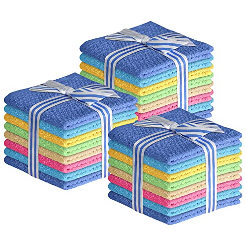 Elaine Karen Multicolored Washcloths Set of 24 Multipurpose Cotton Kitchen Washcloths, Bathroom Wash Cloths for Face and Body, Utility Rags - Soft and Absorbent, Washable Rags - 12 x 12 Inches