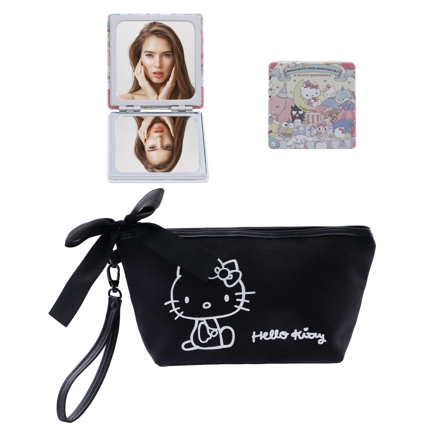 G-Ahora Kitty Kuormi Melo-dy Cin Cosmetic with Mirror Big Makeup Bag Cosmetic Bag Travel Carrying Case Kitty Cat Toiletry Bag Lady Gift(KT)