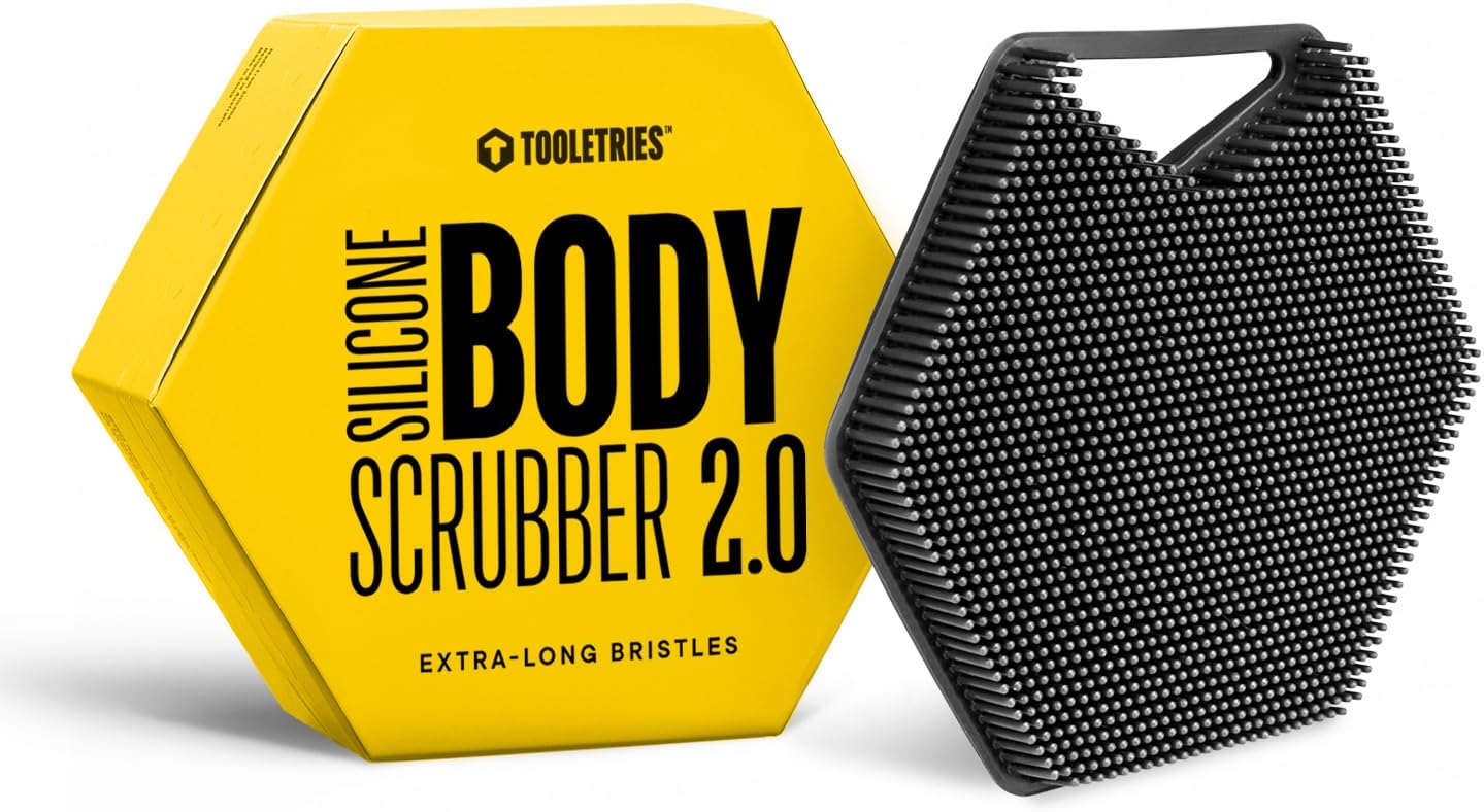 Tooletries Body Scrubber 2.0 – Premium Silicone Scrubber for Cleaning, Exfoliating and Invigorating Your Skin – Extra Long Lather Boosting Bristles with Ergonomic Handle, Long-Lasting & Easy to Clean