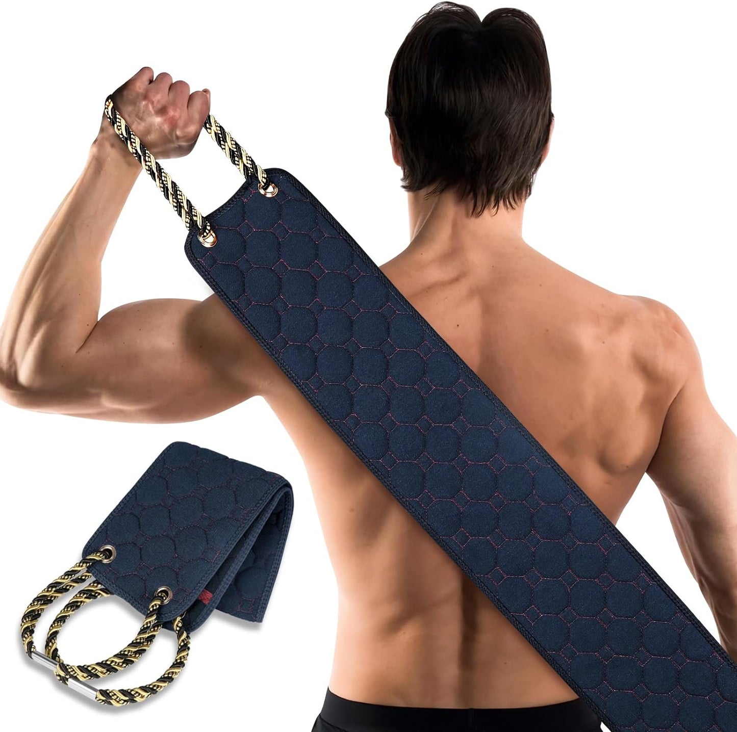 Exfoliating Back Scrubber with Handles, 39 Inch Double-Sided Back Exfoliator Body Scrub Towel, Exfoliating Washcloth Bath Tool for Use in Shower, Back Washer to Deep Clean Your Skin for Men & Women