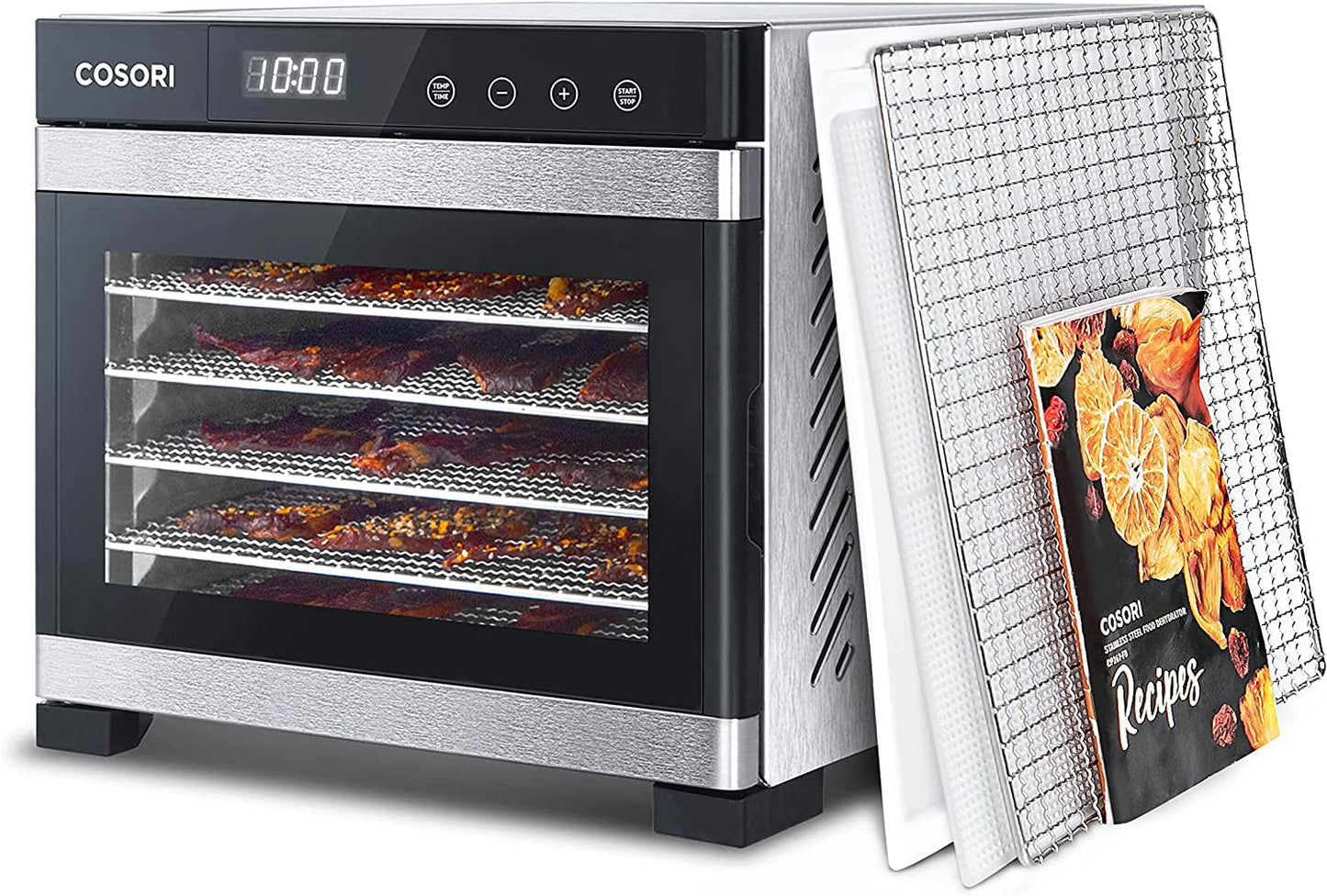 COSORI Food Dehydrator (50 Recipes) for Jerky, Vegetables Fruit, Meat, Dog Treats, Herbs, and Yogurt, Dryer Machine with Temperature Control, 6 Stainless Steel Trays, Rear-Mounted Fan, Silver