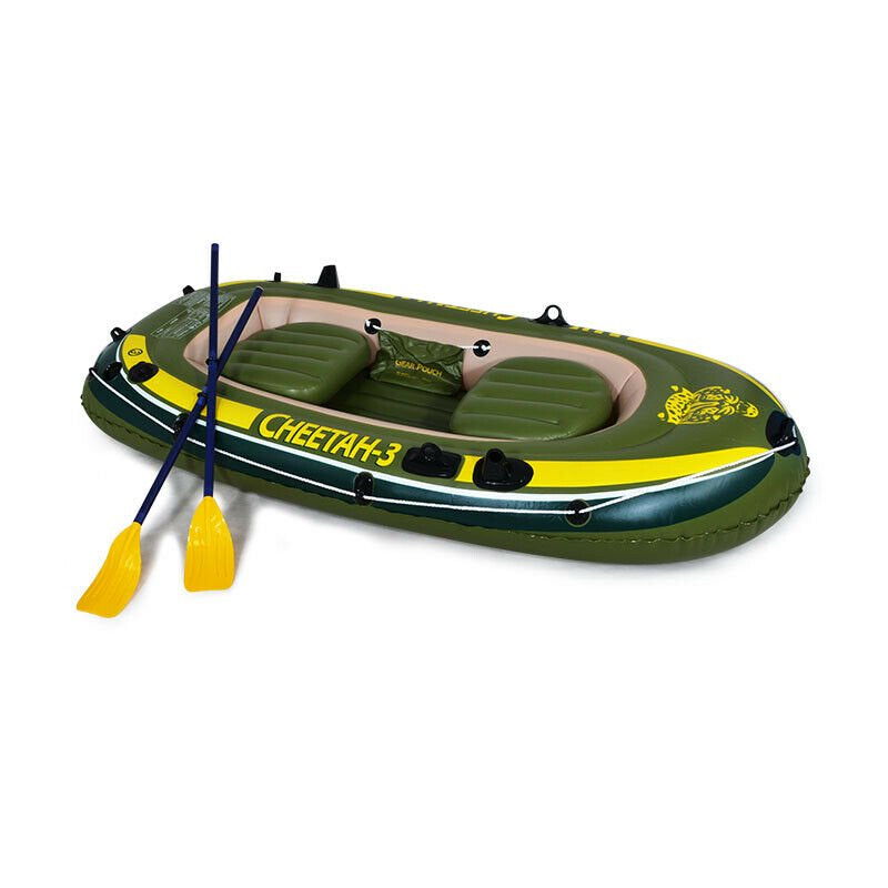 CHEETAH 4 Person Inflatable Boat Raft Set with Oars & Air Pump