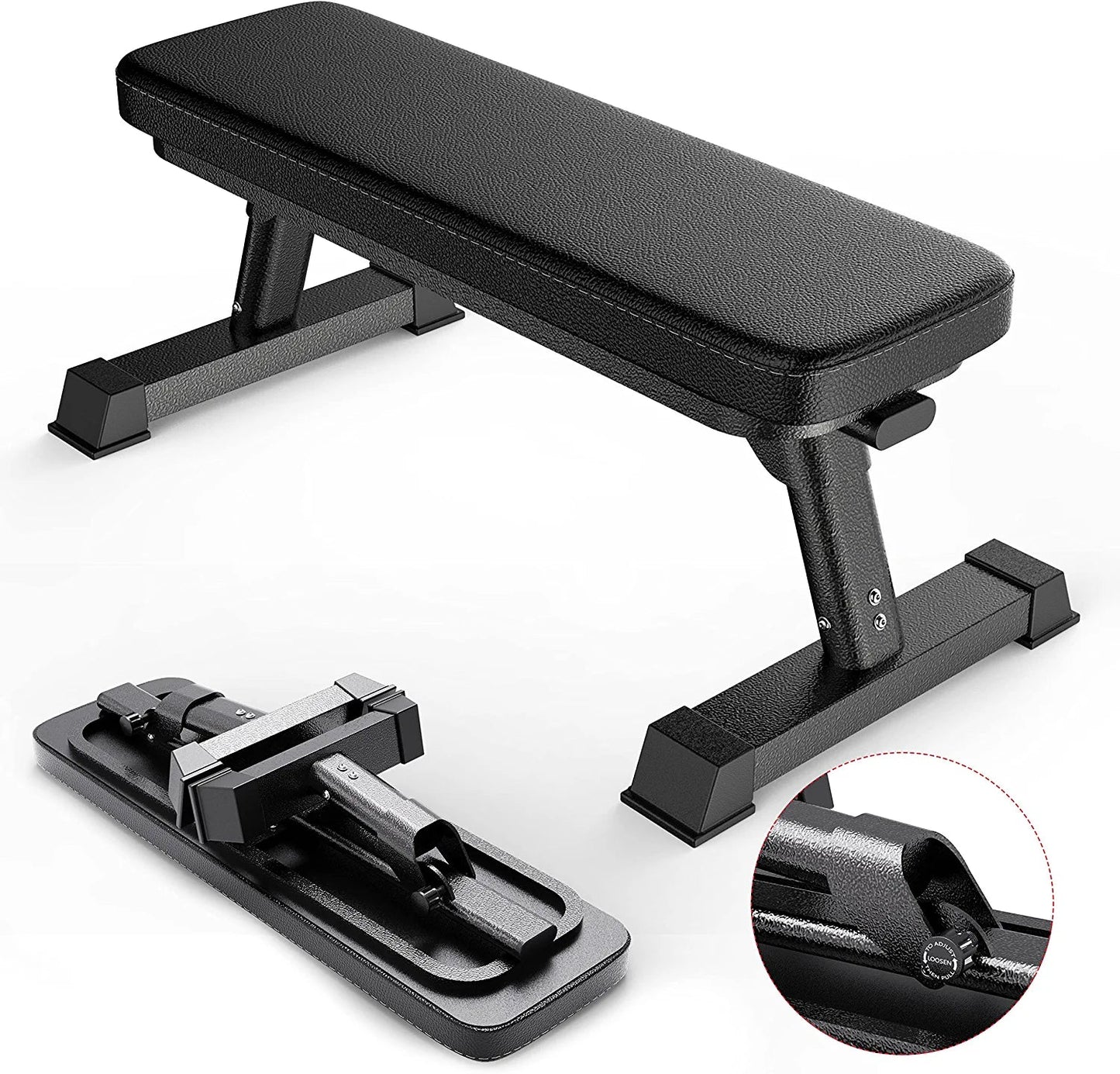Finer Form Gym Quality Foldable Flat Bench Formulti-Purpose Weight Training and Ab Exercises. Perfect Foldaway Bench for Adjustable Dumbbells or an Adjustable Dumbbell Set. Upgrade Your Exercise Equipment Today with Our Convenient Workout Bench