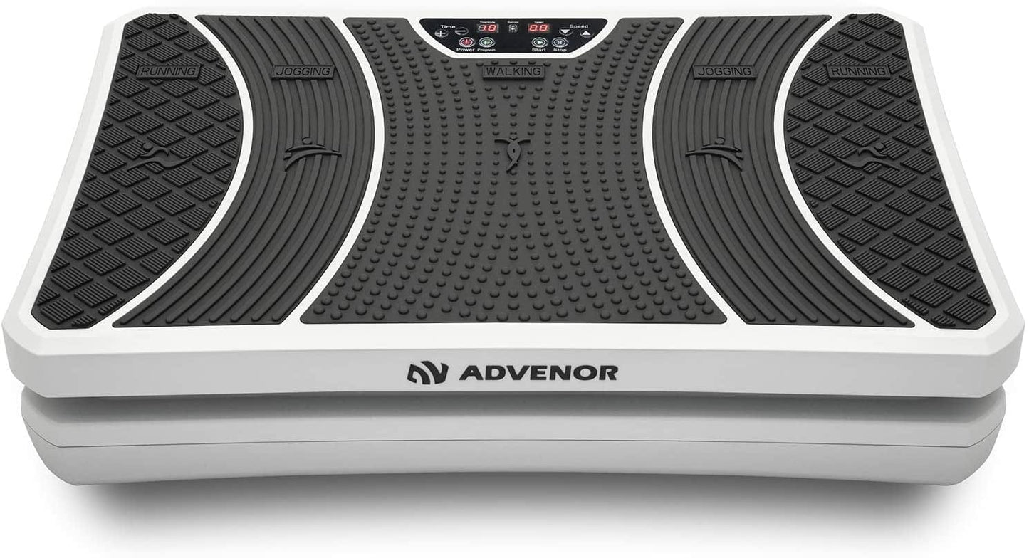 ADVENOR Vibration Plate Exercise Machine 3D Whole Body Workout Fitness Platform with Loop Bands Silent Motor Speed Control 1-99 Level for Home Fitness & Weight Loss