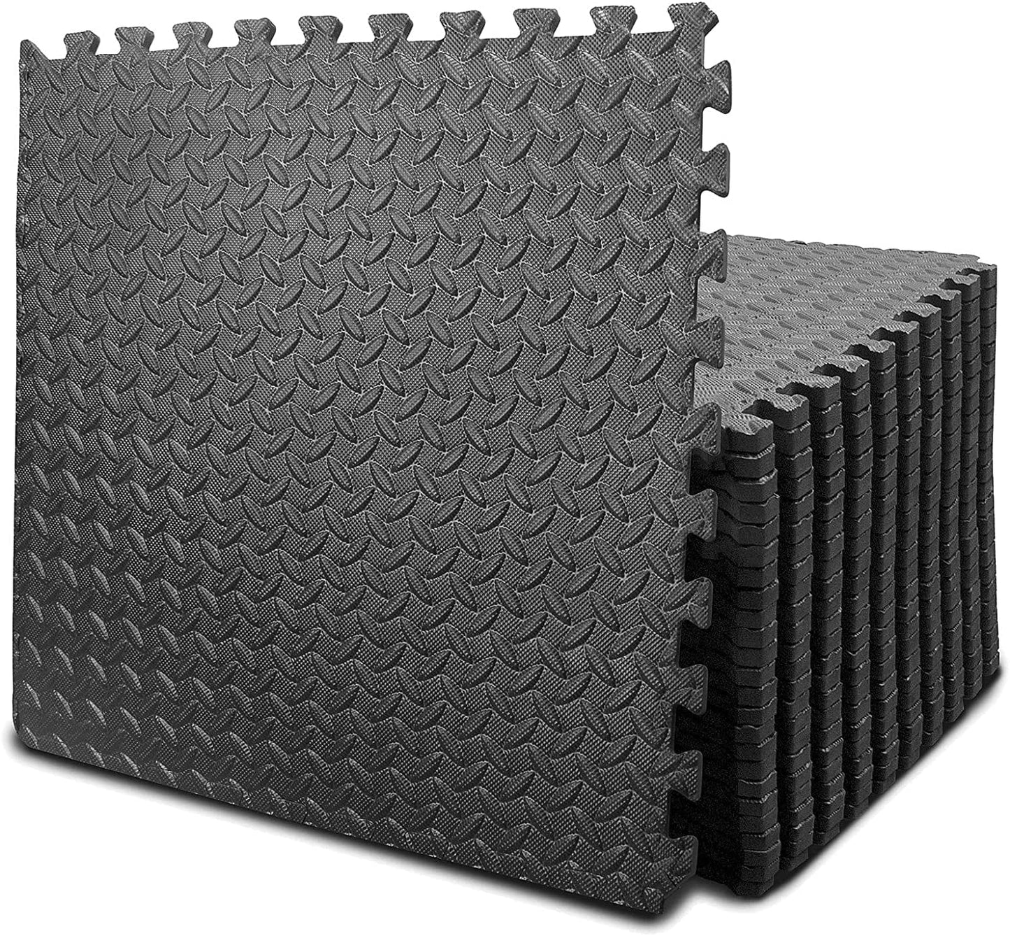 BEAUTYOVO Puzzle Exercise Mat with 12/24 Tiles Interlocking Foam Gym Mats, 24'' X 24'' EVA Foam Floor Tiles, Protective Flooring Mats Interlocking for Gym Equipment