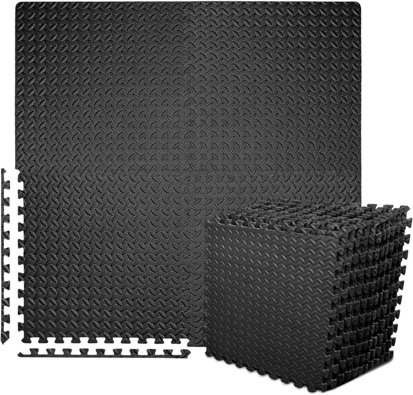 BEAUTYOVO Puzzle Exercise Mat with 12/24 Tiles Interlocking Foam Gym Mats, 24'' X 24'' EVA Foam Floor Tiles, Protective Flooring Mats Interlocking for Gym Equipment