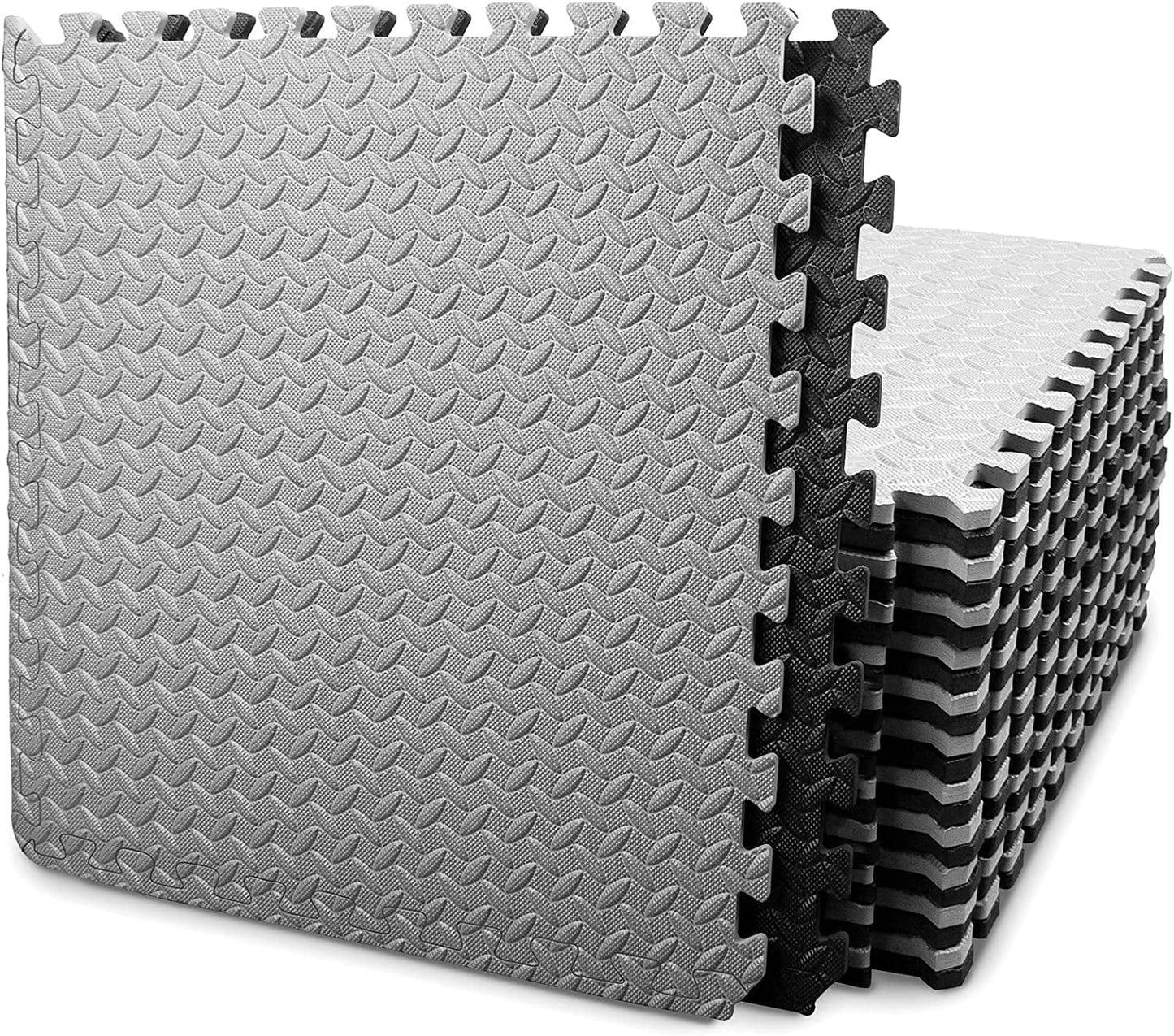 BEAUTYOVO Puzzle Exercise Mat with 12/24 Tiles Interlocking Foam Gym Mats, 24'' X 24'' EVA Foam Floor Tiles, Protective Flooring Mats Interlocking for Gym Equipment