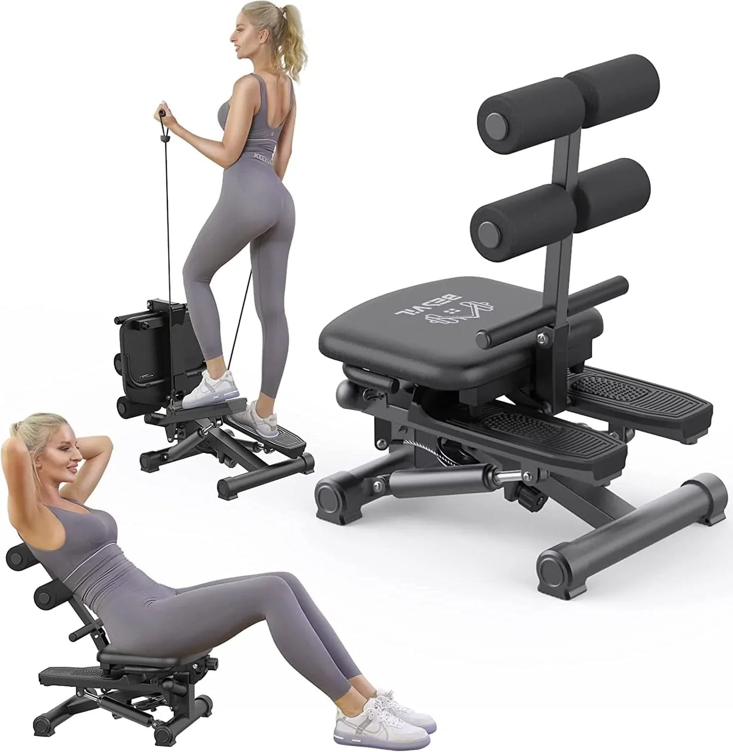 BESVIL Stair Stepper for Exercise with Resistance Bands,Ab Workout Machine for Home Gym