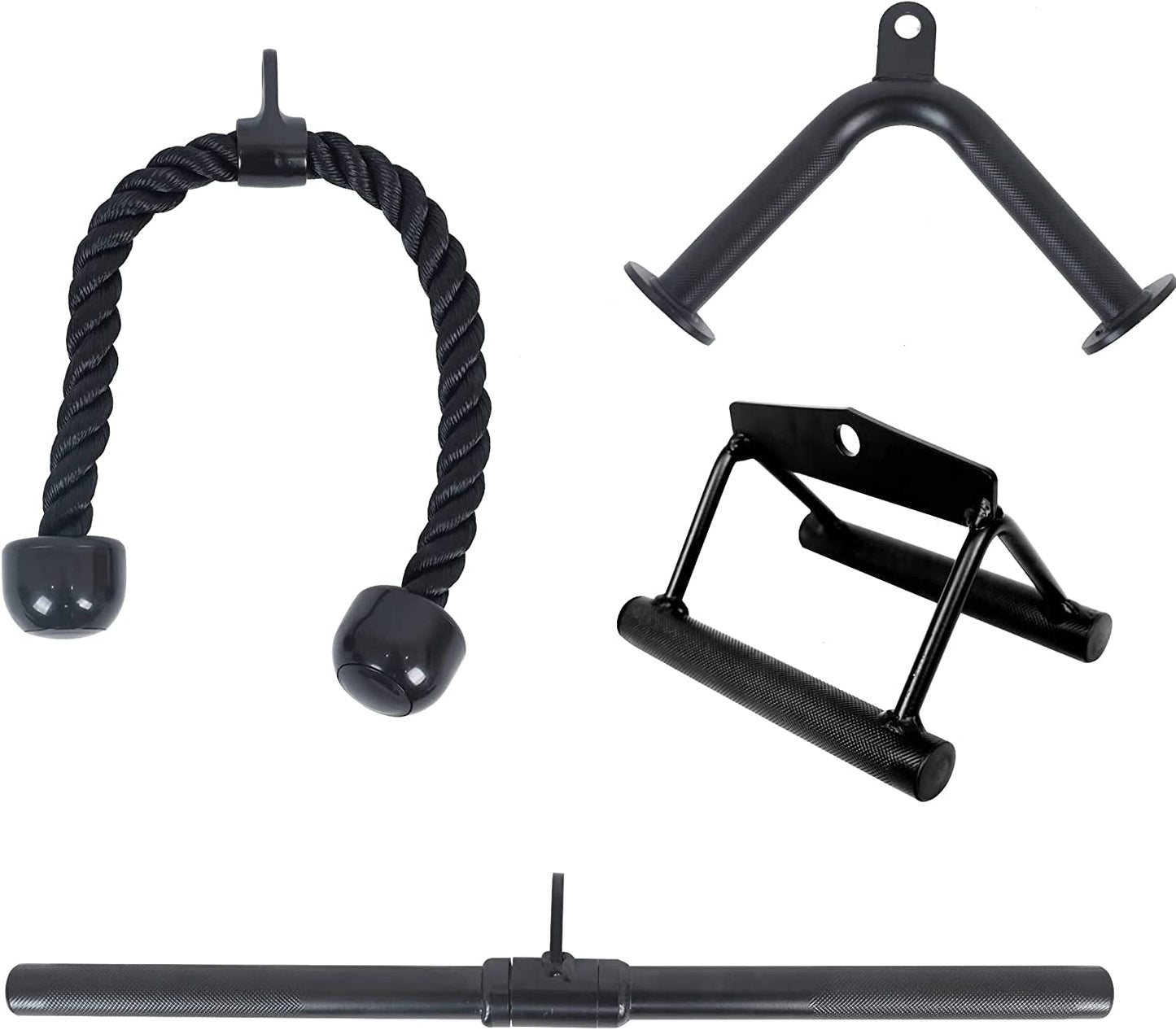 Balancefrom Tricep Press down Cable Attachment, LAT Pulldown Attachment, Weight Machine Accessories, V Handle with Rotation, Tricep Rope, Rotating Bar, V-Shaped Bar