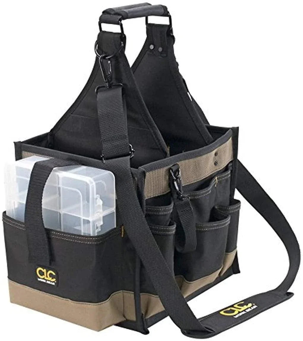 CLC Custom Leathercraft 1528 Large Electrical and Maintenance Tool Carrier & Klein Tools 32581 4-In-1 Electronics Screwdriver Set with Precision Machines Bits: 2 Slotted, 2 Phillips, 4-Piece