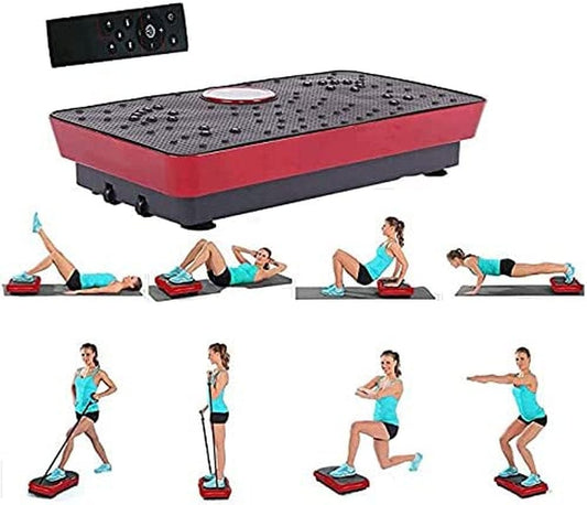DSVF Vibration Plate Exercise Machine - Body Vibration Machine Plate Platform Massager Music Fitness Slim | Whole Body Vibration Machine for Home, Weight Loss & Shaping, Red, 200KG 441LBS