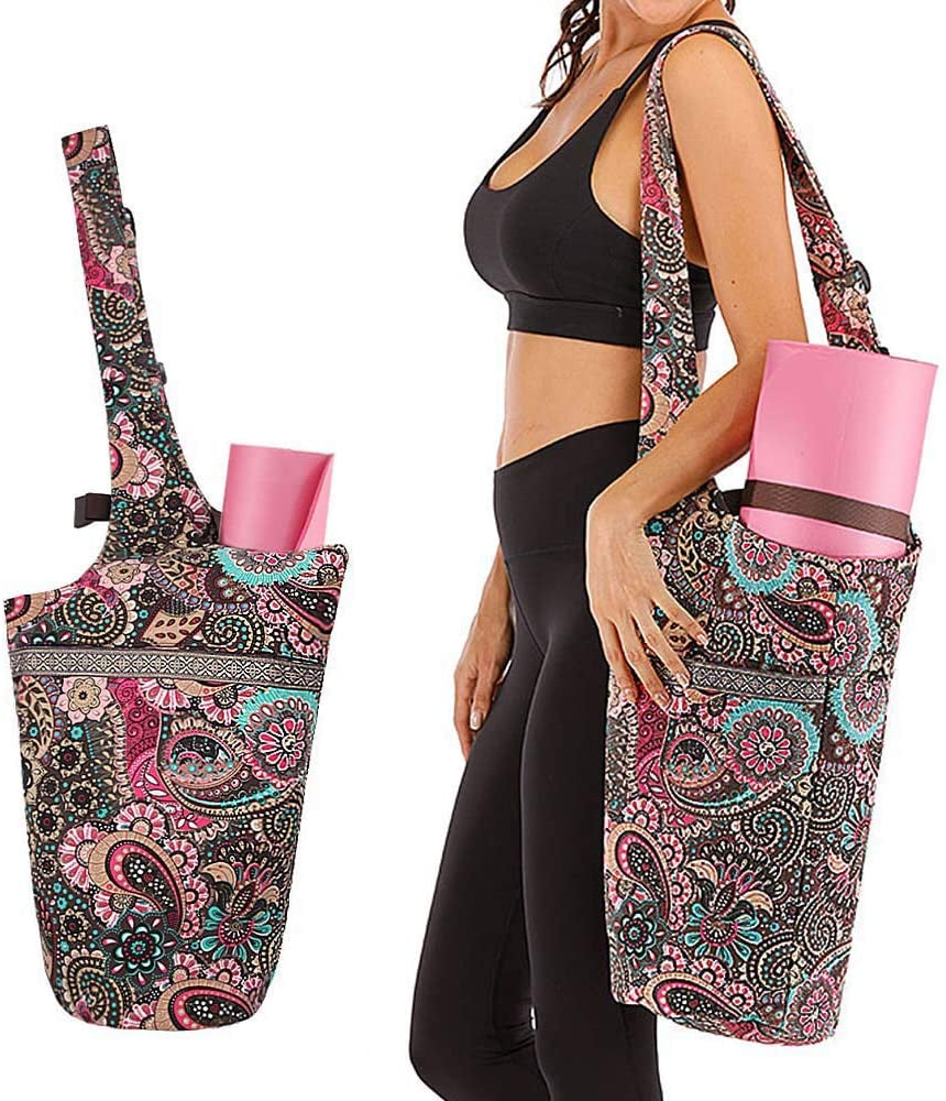 Mookis Yoga Mat Bag | Adjustable Shoulder Strap | Fixed Buckle | Large Size Pocket and Zipper Pocket | Multipurpose and Beautiful Bag