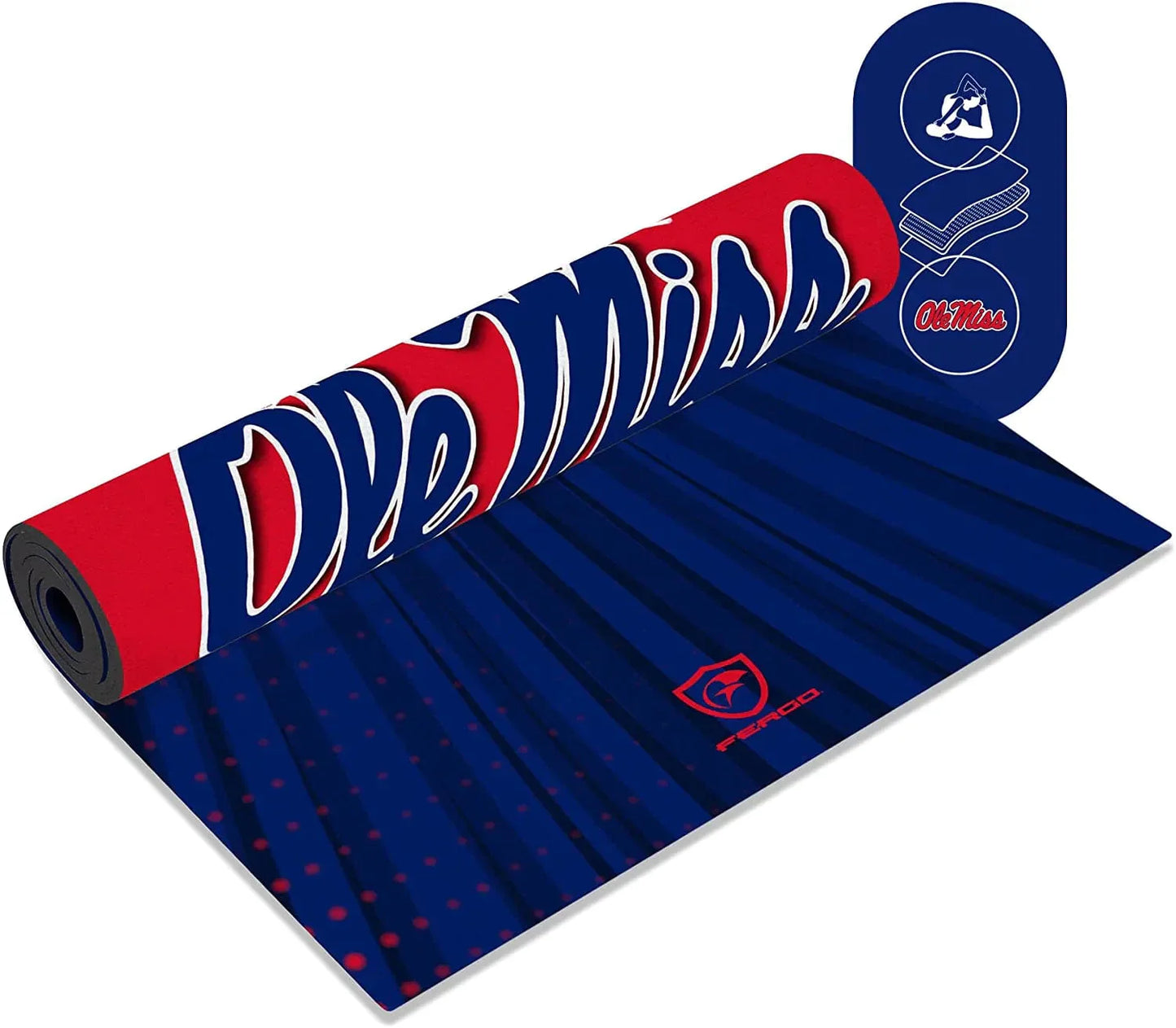 Fergo - Collegiate Exercise and Fitness Yoga Mat, Fully Functional and Sustainable Rubber Workout Mat, Officially Licensed Team Exercise Mat, 72 X 24 Inches Gym Mats