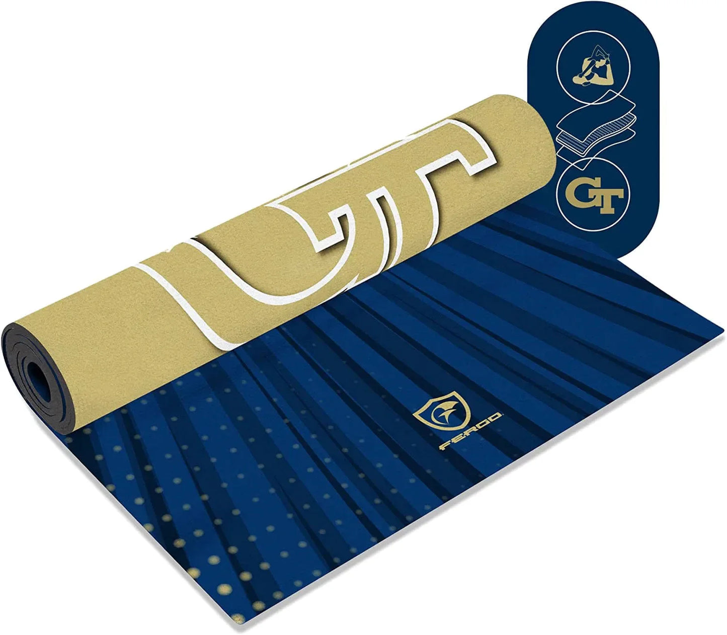 Fergo - Collegiate Exercise and Fitness Yoga Mat, Fully Functional and Sustainable Rubber Workout Mat, Officially Licensed Team Exercise Mat, 72 X 24 Inches Gym Mats