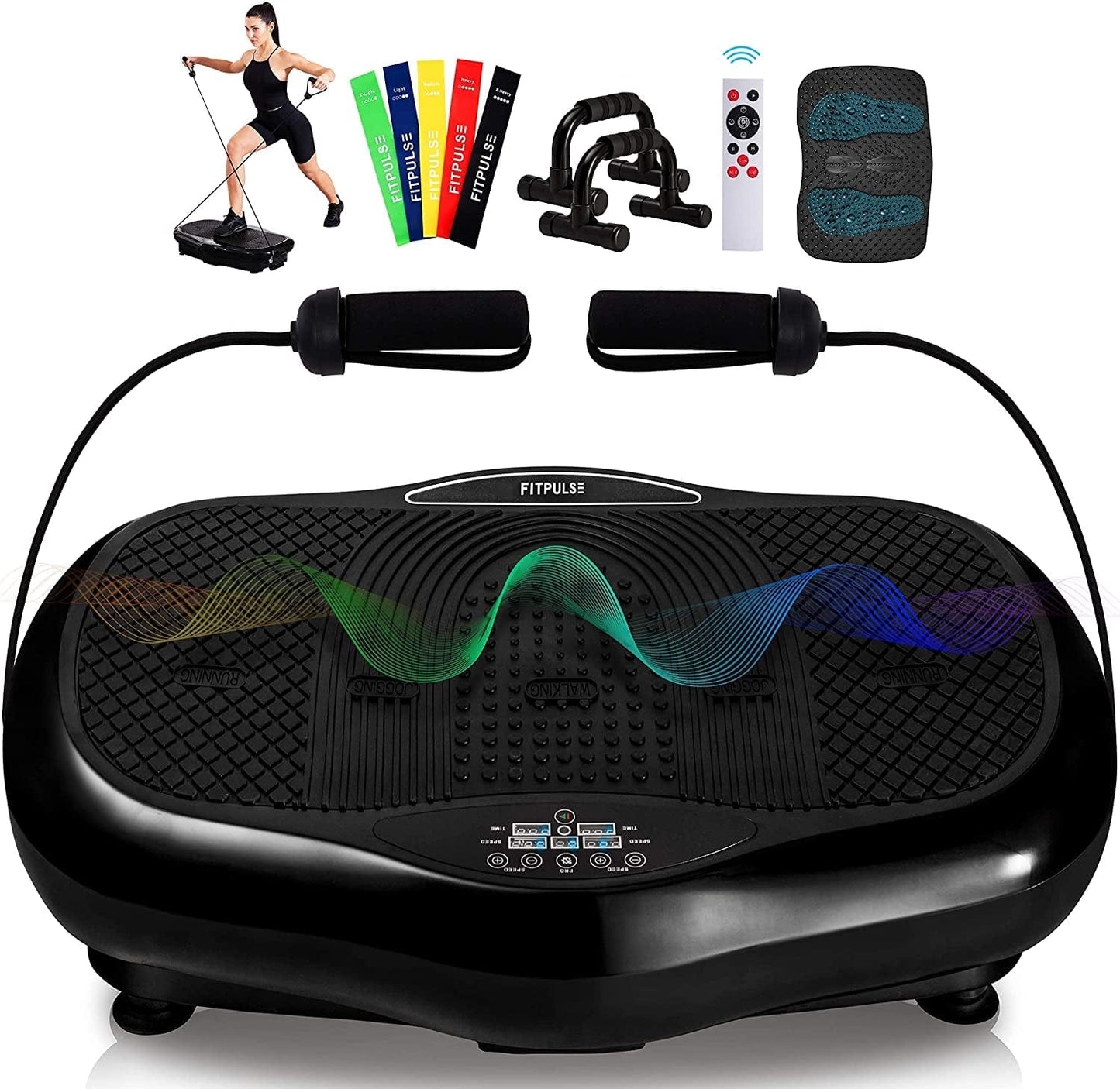 FITPULSE PRO Vibration Plate Exercise Machine - Dual Motor Vibration Platform Machine Vibrating Platform - Body Vibration Machine Vibrating Machine Vibration Plates Black Vibrating Plate