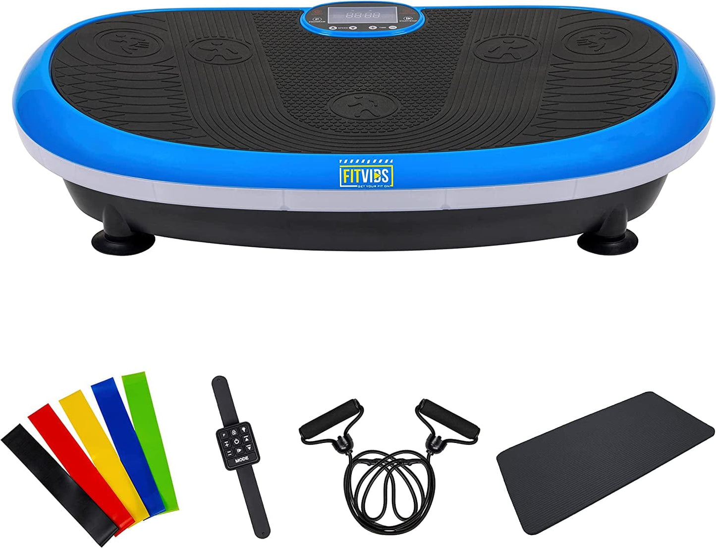 Fitvids Vibration Plate Exercise Machine Workout Vibration Fitness Platform with Resistance Loops and Resistance Band, 2D, 3D and 4D