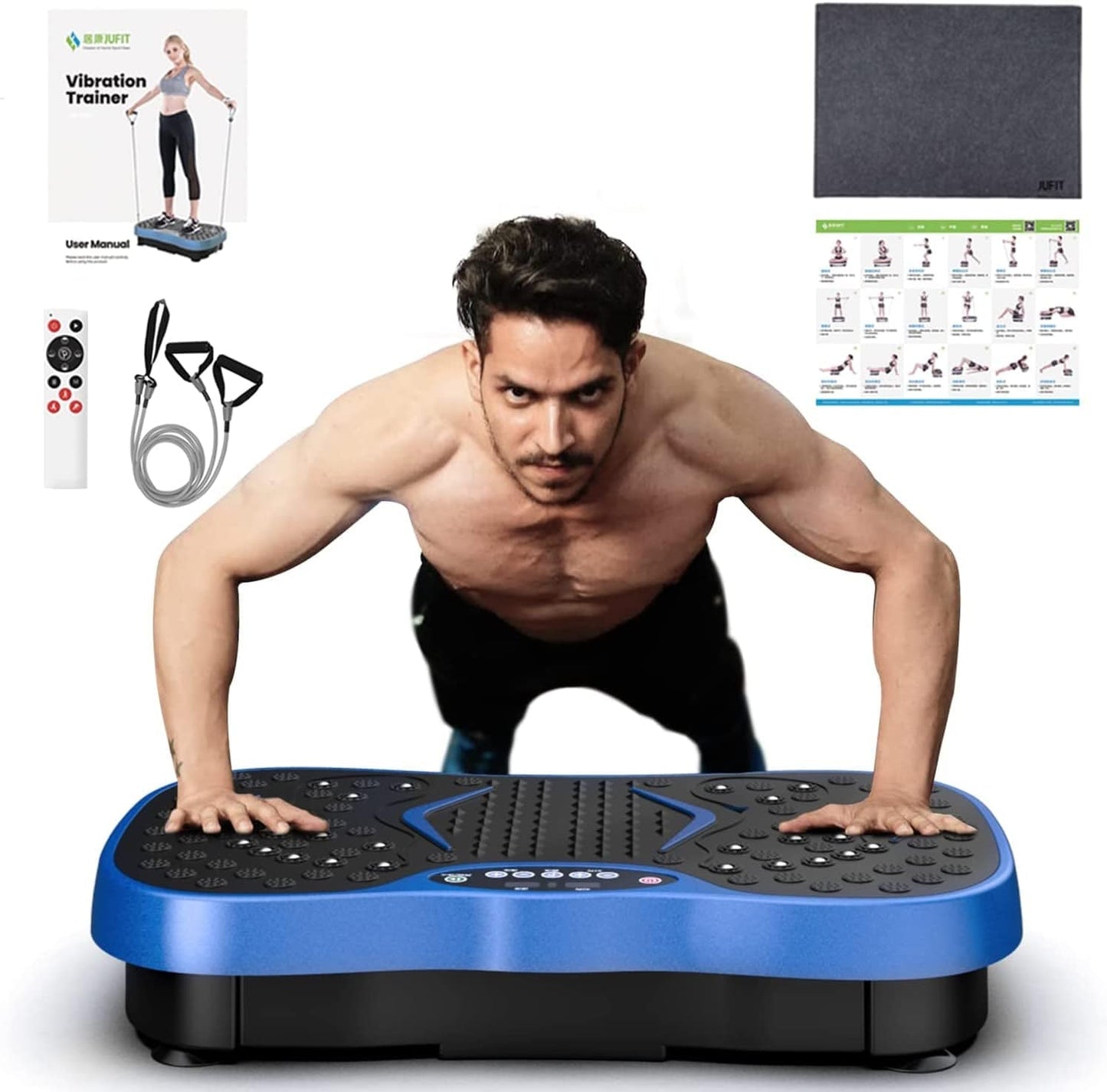 JUFIT Fitness Vibration Plate Exercise Equipment Whole Body Shape Exercise Machine Vibration Platform Fit Massage Workout Trainer,Max User Weight 330Lbs