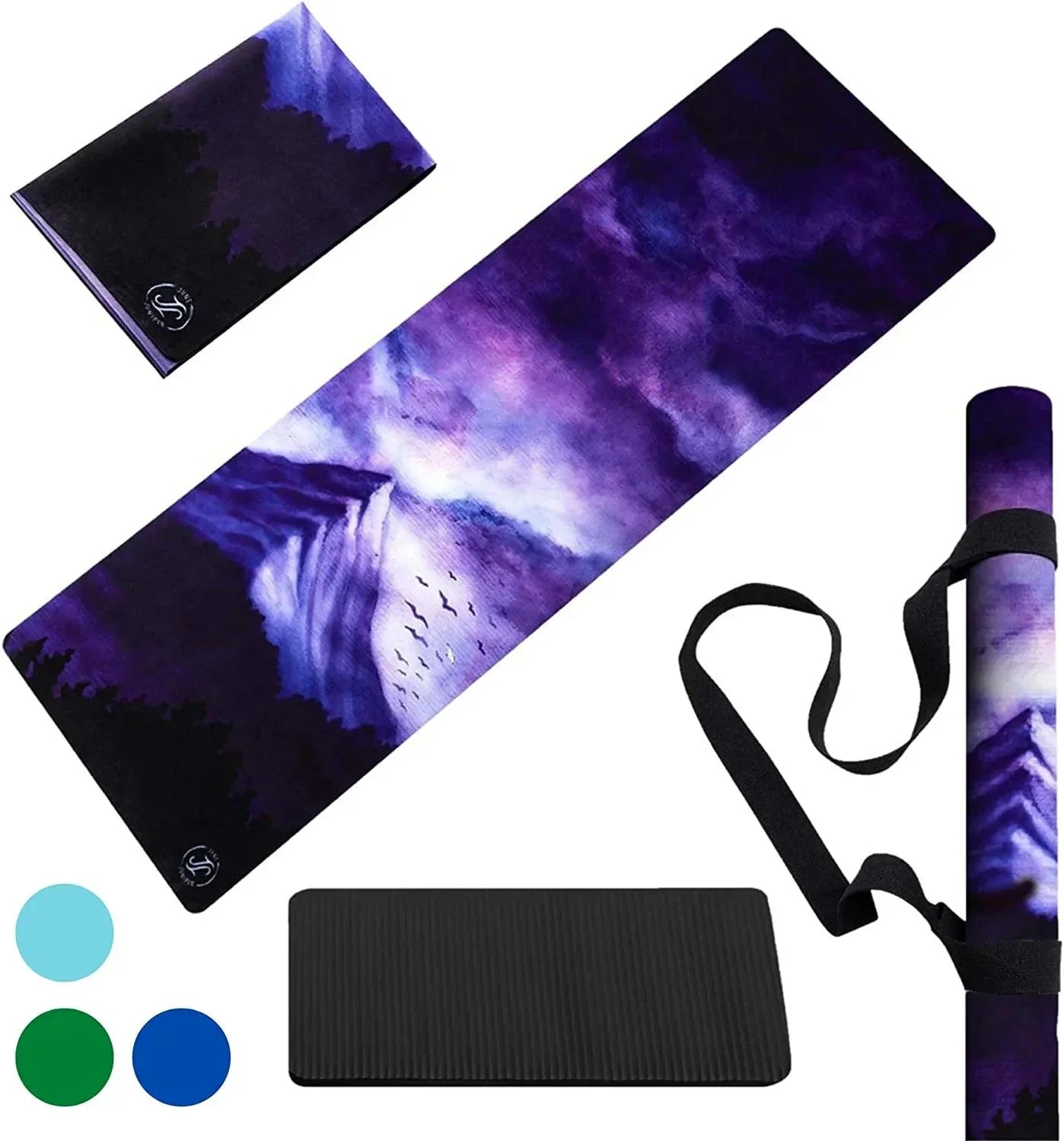 June & Juniper Travel Yoga Mat Foldable Lightweight - Thin Light Non-Slip Travel Yoga Mat Eco