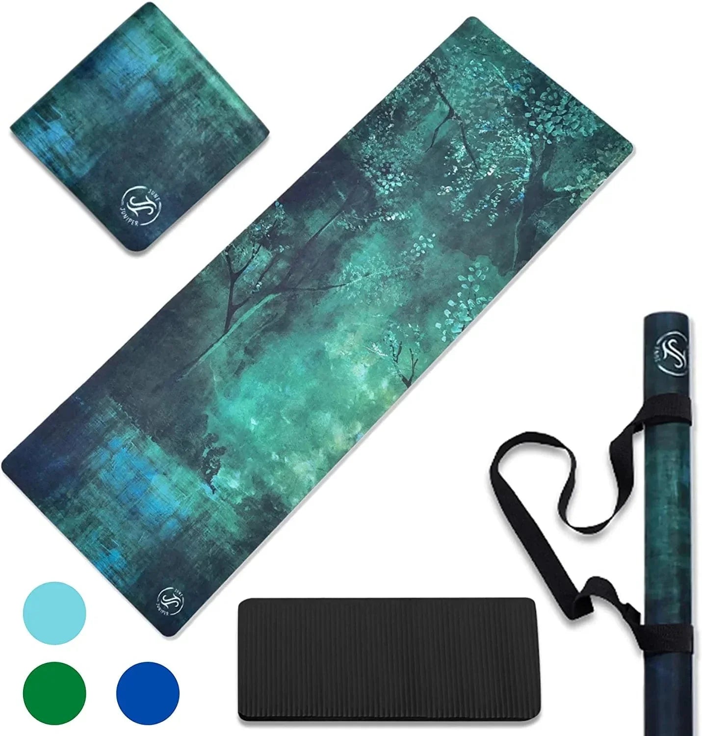 June & Juniper Travel Yoga Mat Foldable Lightweight - Thin Light Non-Slip Travel Yoga Mat Eco