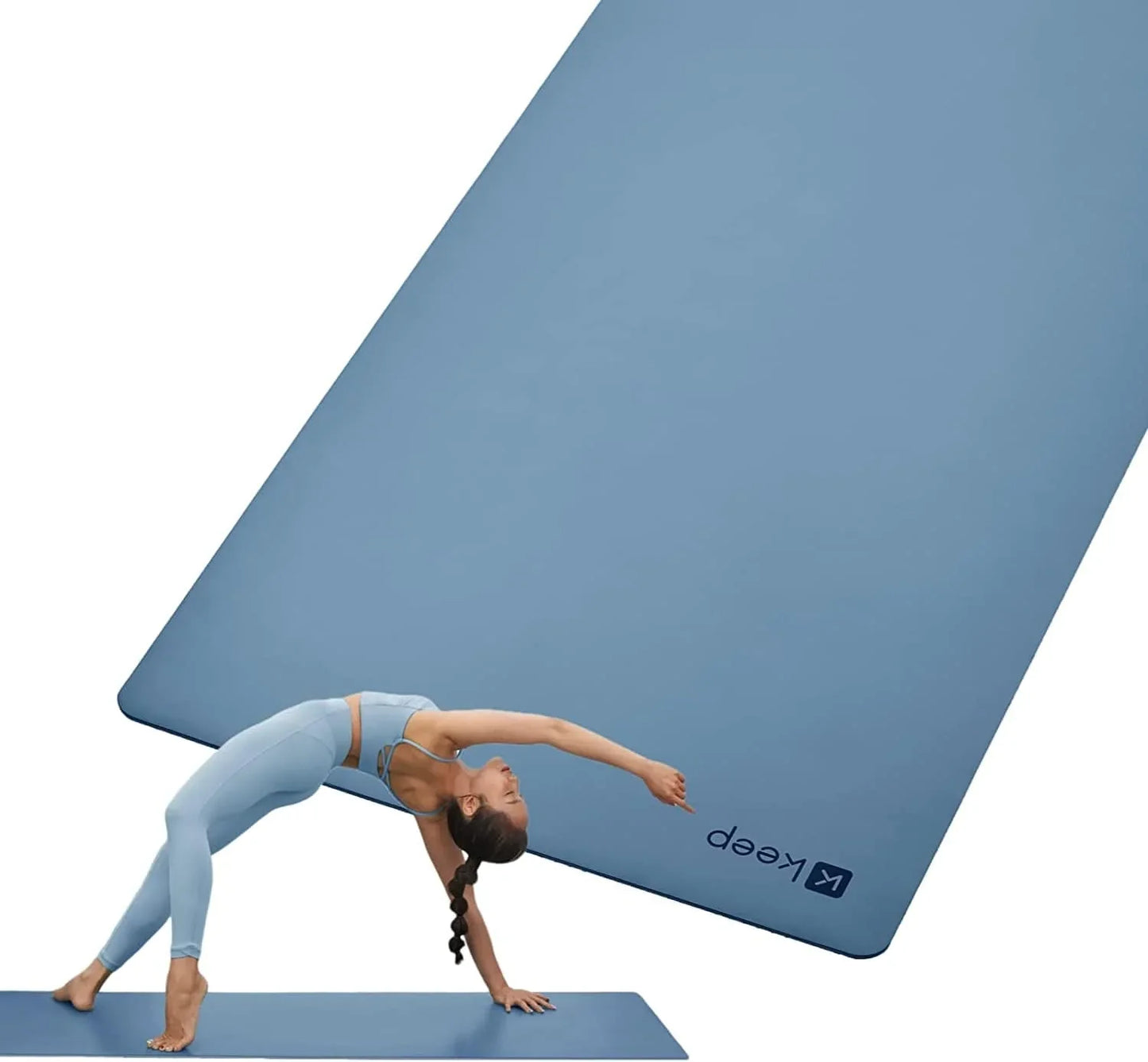 Keep Nature Rubber Premium Yoga Mat - 5Mm Thick Non Slip Anti-Tear Fitness Mat for Hot Yoga, Pilates & Stretching Home Gym Workout