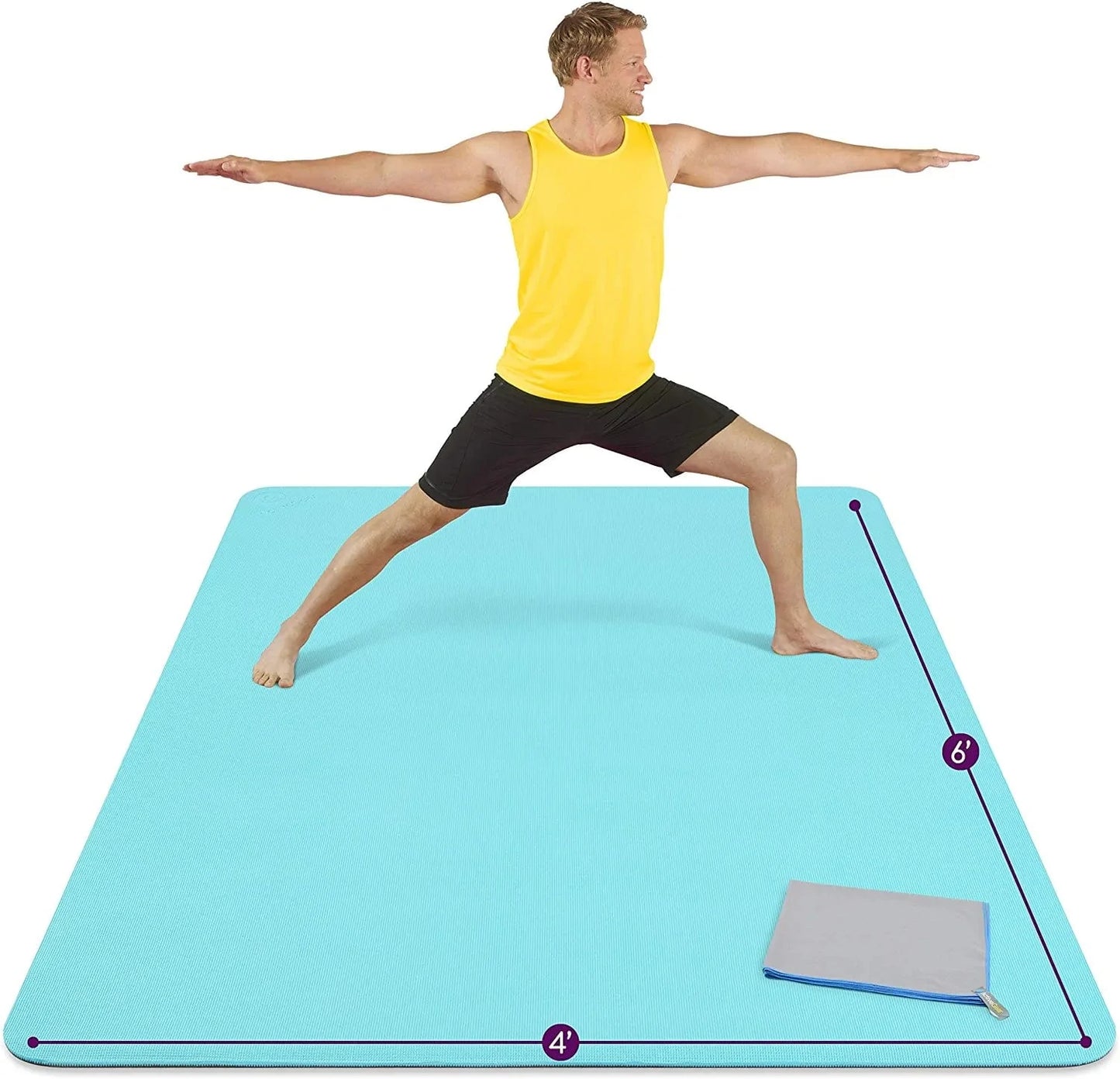 Large Yoga Mat 6'X4'X8Mm Extra Thick, Durable, Eco-Friendly, Non-Slip & Odorless Barefoot Exercise and Premium Fitness Home Gym Flooring Mat by Activegear