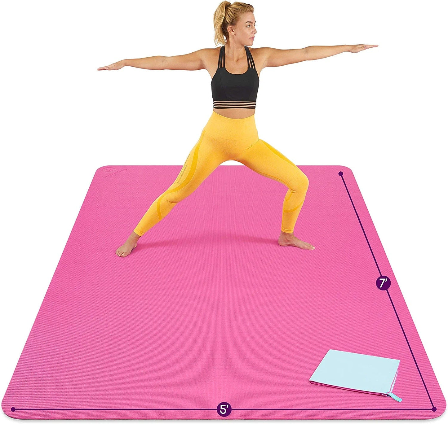 Large Yoga Mat 7'X5'X8Mm Extra Thick, Durable, Eco-Friendly, Non-Slip & Odorless Barefoot Exercise and Premium Fitness Home Gym Flooring Mat by Activegear