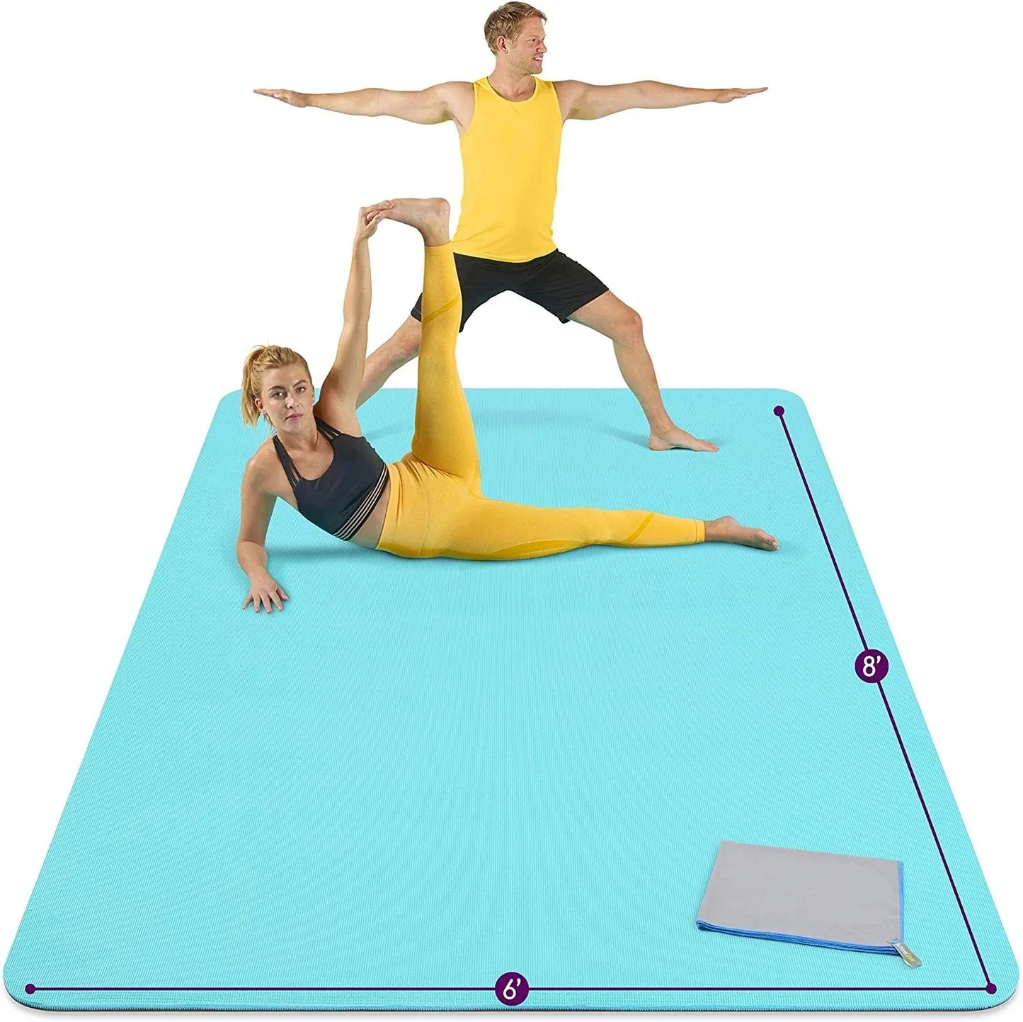 Large Yoga Mat 8'X6'X8Mm Extra Thick, Durable, Eco-Friendly, Non-Slip & Odorless Barefoot Exercise and Premium Fitness Home Gym Flooring Mat by Activegear
