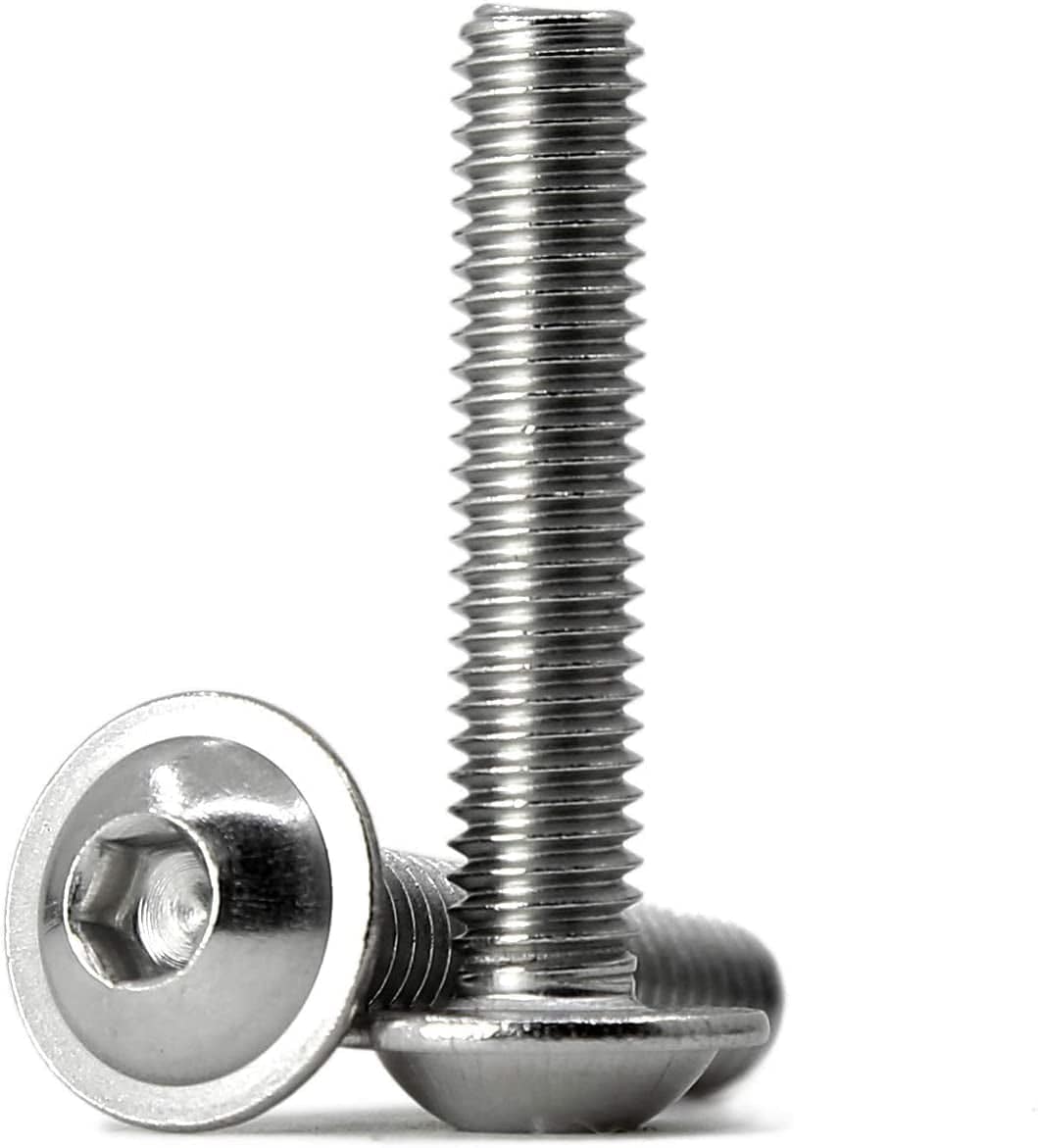 M6-1.0 X 20Mm Flanged Button Head Socket Cap Screws, Passivated 18-8 Stainless Steel, Allen Socket Drive,Full Thread, Machine Thread,20 PCS