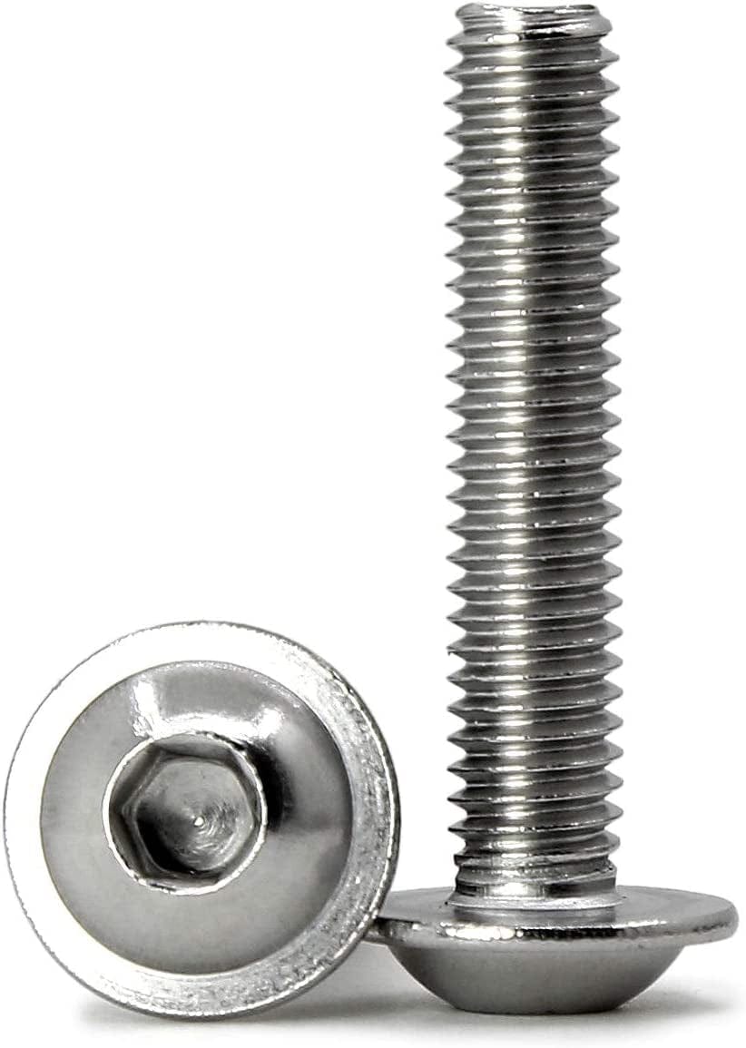 M6-1.0 X 20Mm Flanged Button Head Socket Cap Screws, Passivated 18-8 Stainless Steel, Allen Socket Drive,Full Thread, Machine Thread,20 PCS