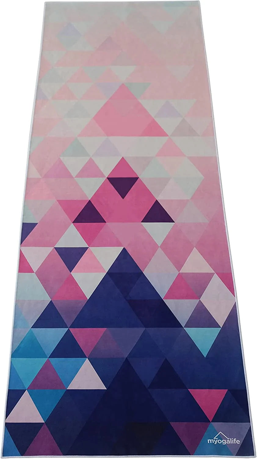 Myogalife Hot Yoga Towel Beautiful Design, Extra Long (24"X72"), Extremely Absorbent, Machine Washable and Non-Slip When Dampened. Perfect for Bikram, Ashtanga, Pilates, Etc
