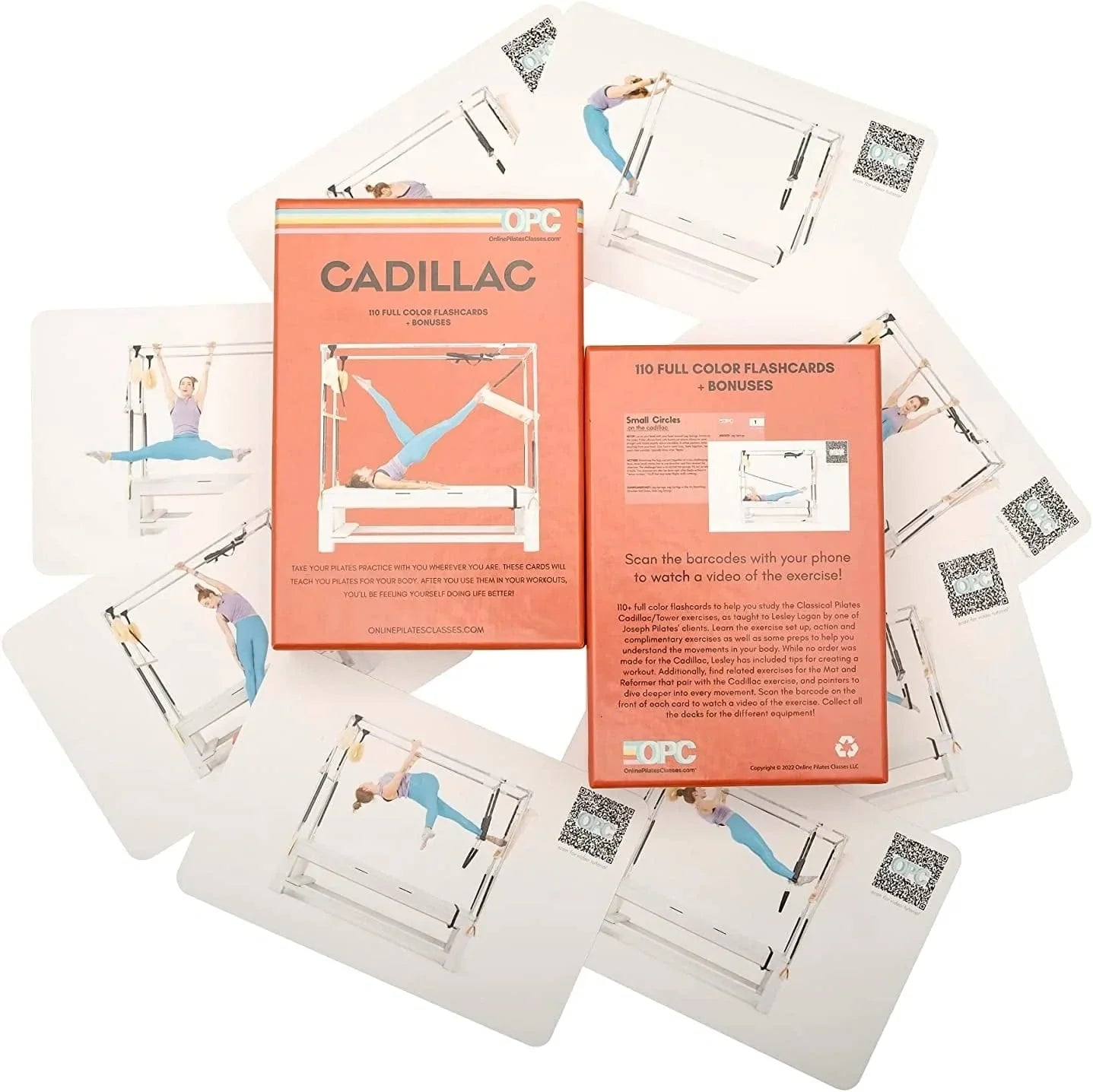 Onlinepilatesclasses Pilates Reformer Deck with Video Tutorials, Fitness Cards with All-Levels Cards Set for Home Gym Exercise, No Equipment Workouts