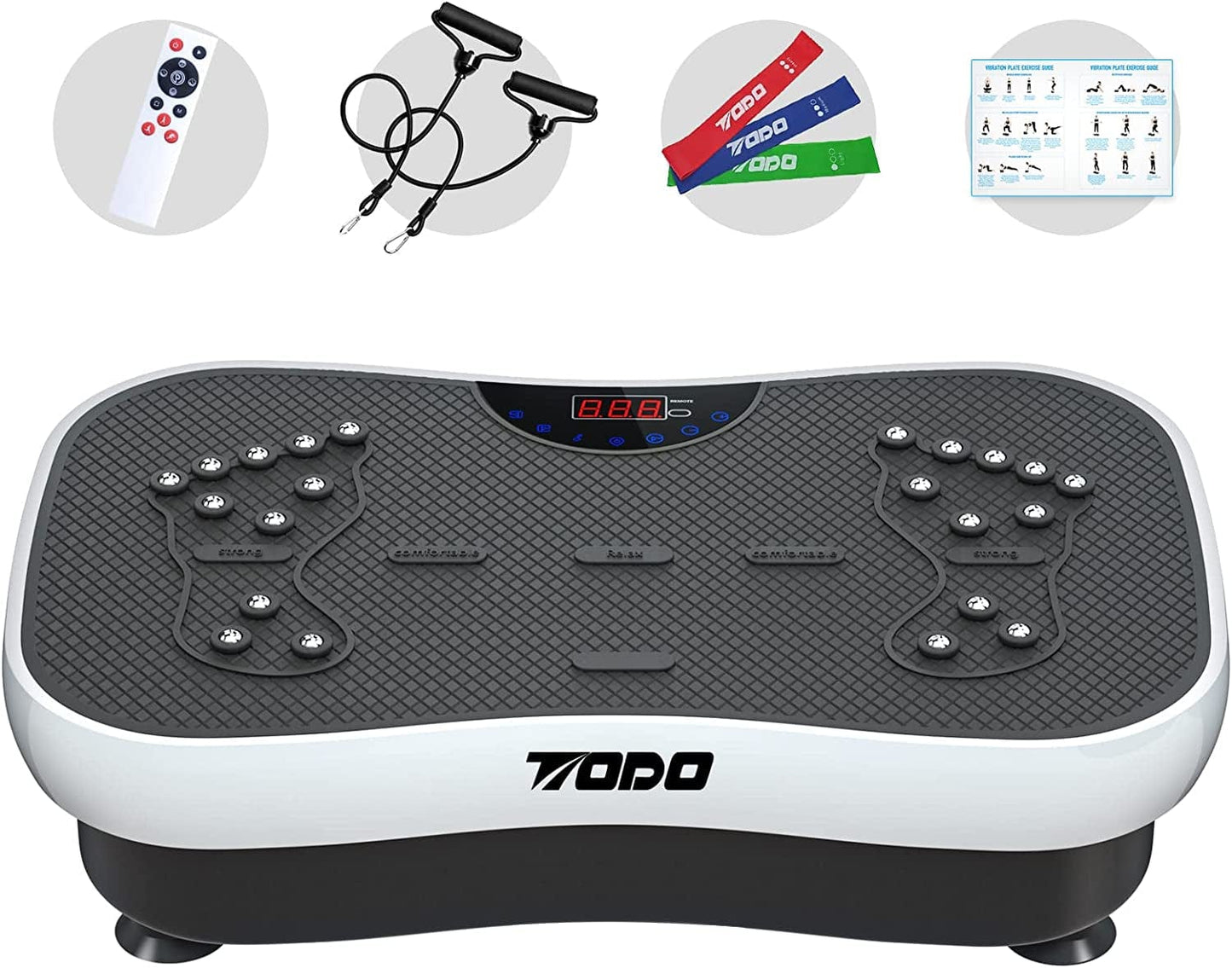TODO Vibration Plate Exercise Machine Whole Body Vibration Machine for Relieving Muscle Tightness, Remote Control/3 Resistance Loops/Resistance Bands