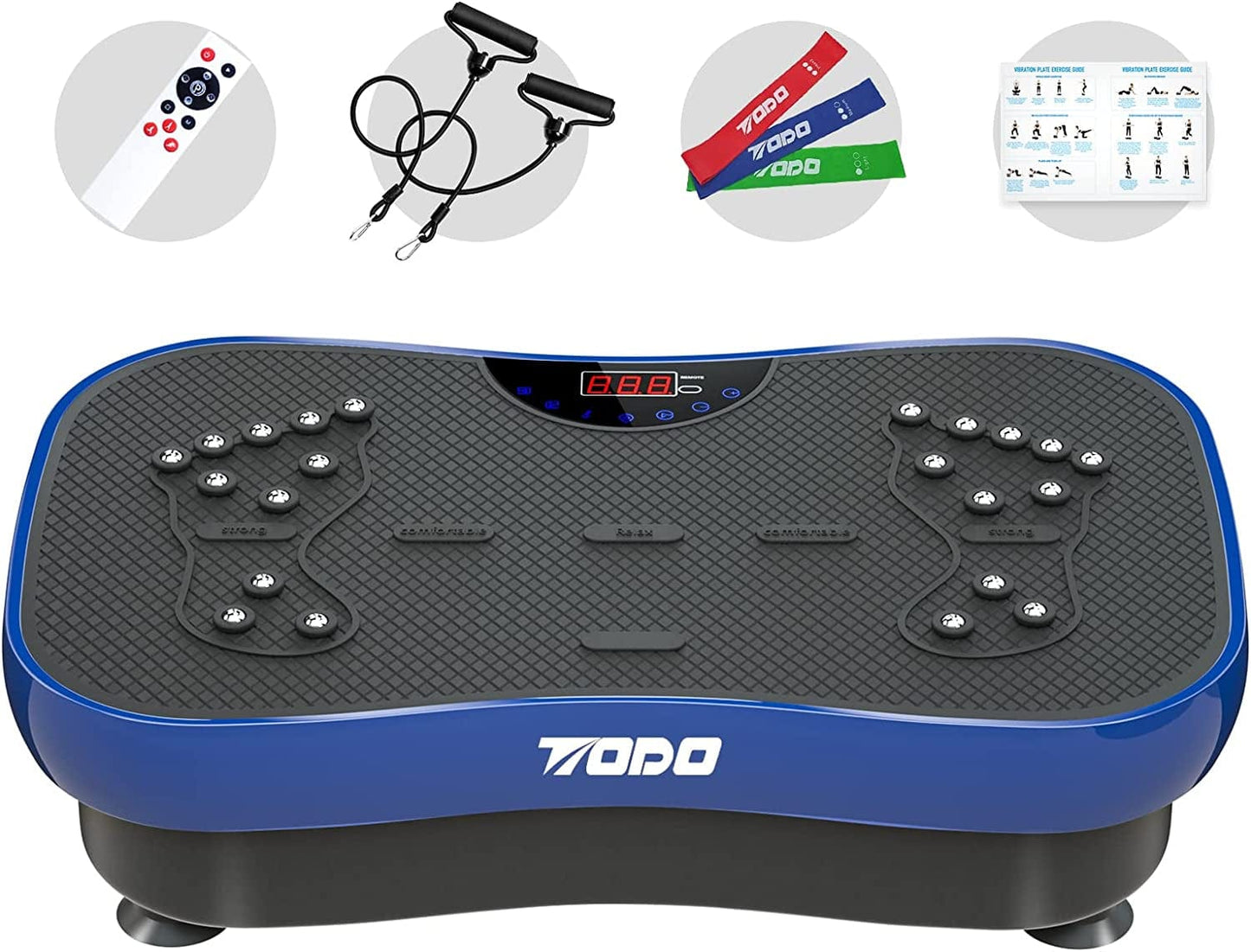 TODO Vibration Plate Exercise Machine Whole Body Vibration Machine for Relieving Muscle Tightness, Remote Control/3 Resistance Loops/Resistance Bands