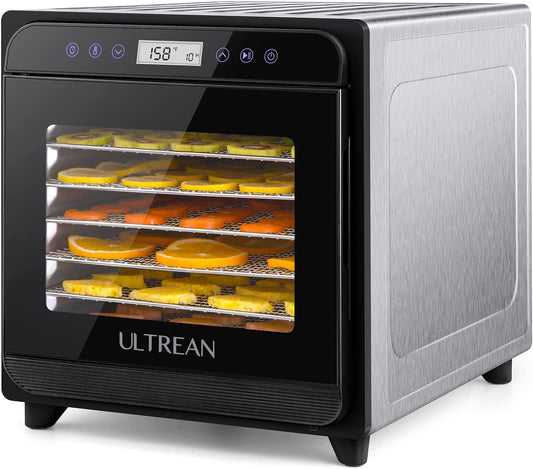 Ultrean 8 Trays Food Dehydrators with Adjustable Digital Timer and Temperature Control, Stainless Steel Dryer Machine for Fruit, Veggies, Meat, Dog Treats, Herbs, Listed/Fda Compliant