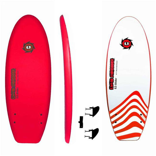 Liquid Shredder FSEZ411-RD 4 Ft. X 11 In. Black Ball Beater Surfboard&#44; Red