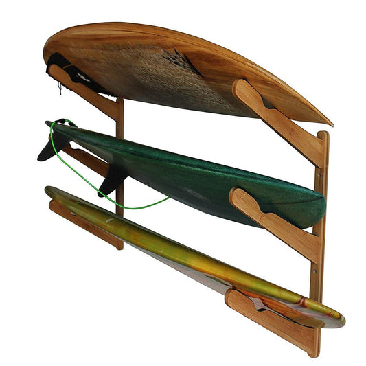COR Surf Triple Surfboard Wall Rack - 3 Surfboard Storage Wooden Rack Home Wall Mount