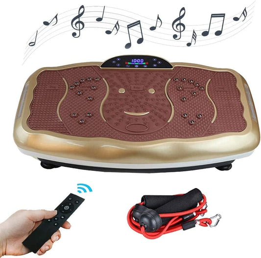 2021 Home Use Vibration Plate Exercise Machine for Whole Body Workout Equipped with Resistance Bands and (Gold, 341)