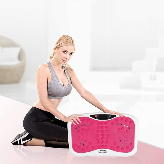 2021 Slim Vibration Plate Exercise Machine for Whole Body Workout Equipped with Resistance Bands and (Red, 1046)