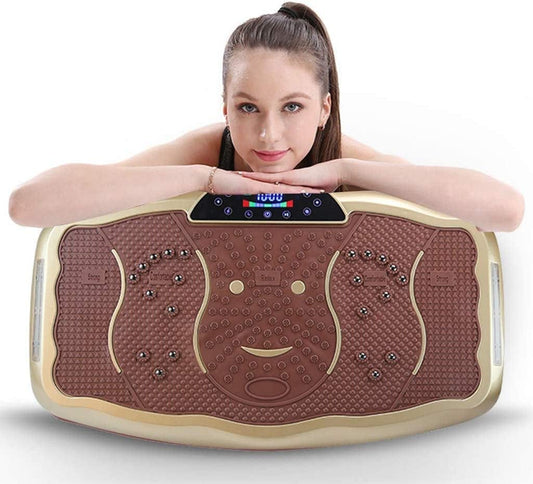 2021 Weight Loss Vibration Plate Exercise Machine for Whole Body Workout Equipped with Resistance Bands (Gold, 341)