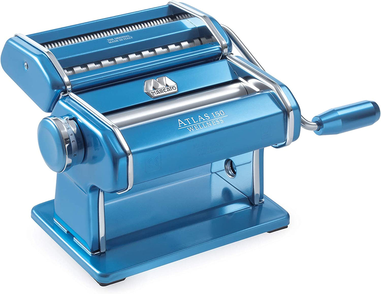 MARCATO Atlas 150 Machine, Made in Italy, Red, Includes Pasta Cutter, Hand Crank, and Instructions