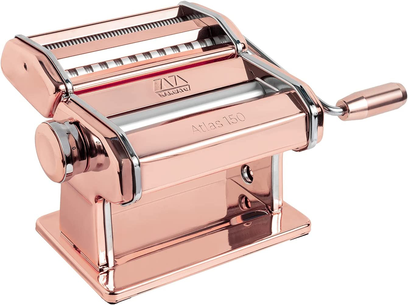 MARCATO Atlas 150 Machine, Made in Italy, Red, Includes Pasta Cutter, Hand Crank, and Instructions
