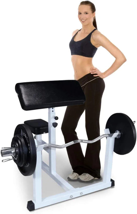 Deltech Fitness DF306 Pro Preacher Curl Bench – Fully Adjustable Seat and Pad for Isolated Bicep Training Home Gym – 500 LBS Capacity – Barbell Dumbbell Fitness Station for Strength Training